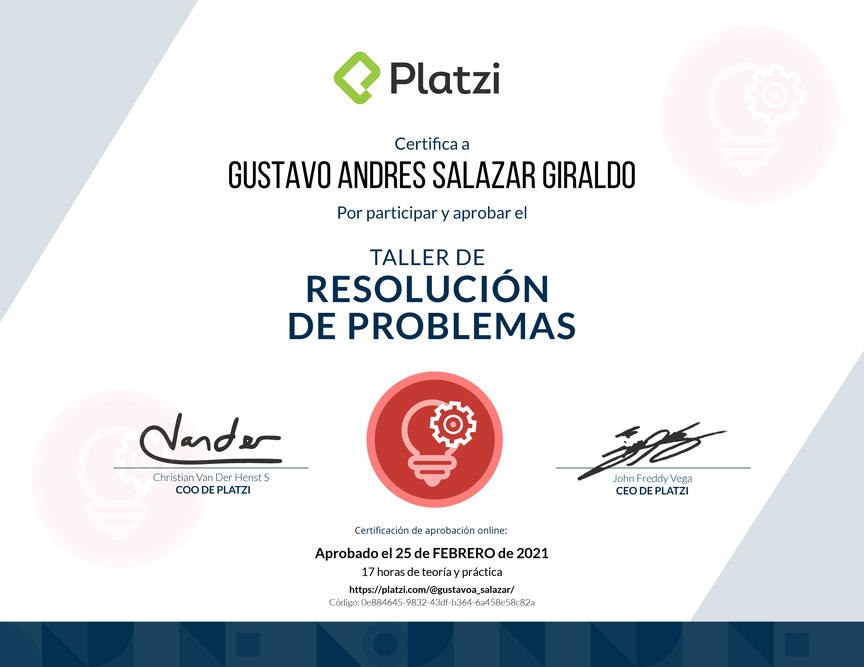 Diploma de Audiotaller de Resolución de Problemas