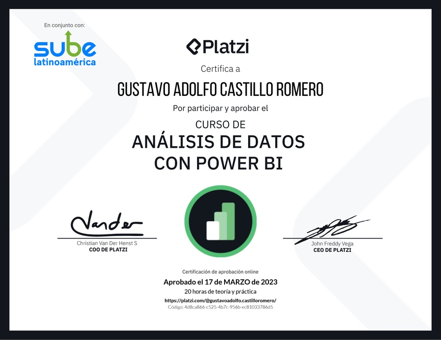 Diploma del Curso de Análisis de Datos con Power BI