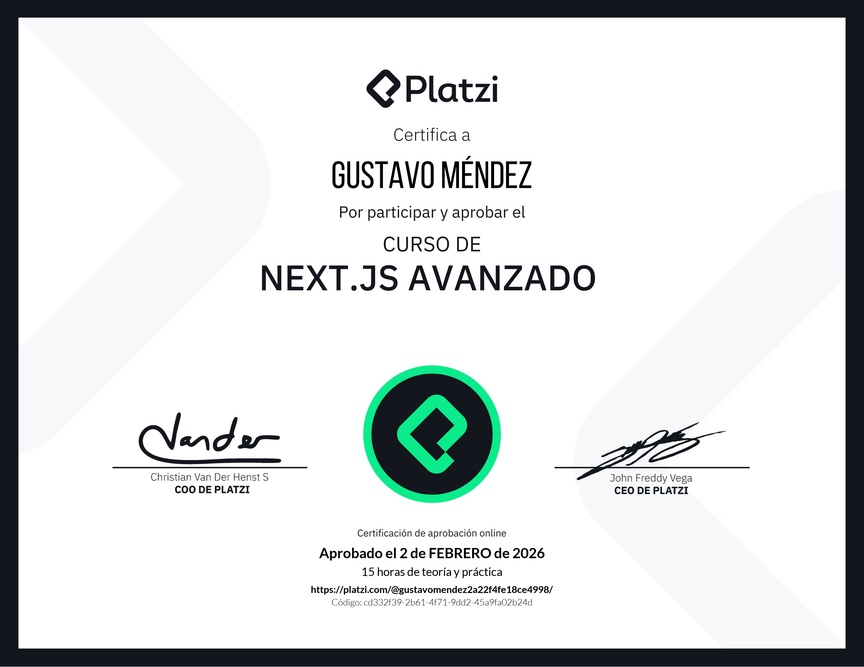 Diploma del Curso de Next.js Avanzado