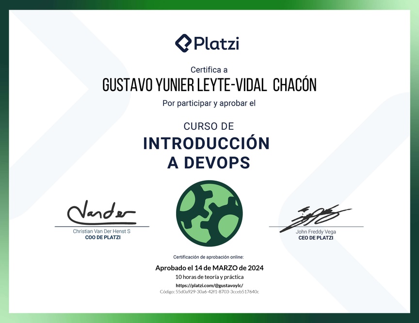 Diploma del Curso de Introducción a DevOps