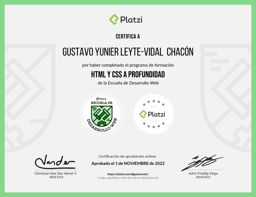 Diploma de la Ruta de Aprendizaje de HTML y CSS desde cero