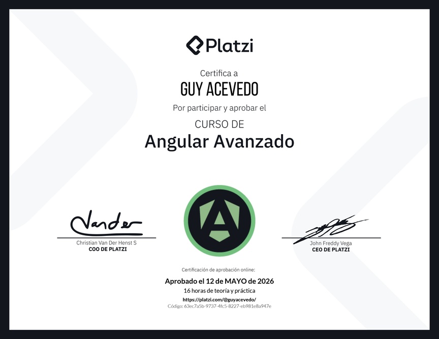 Diploma del Curso de Angular Avanzado