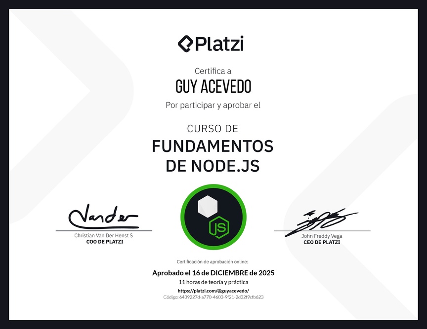 Diploma del Curso de Fundamentos de Node.js