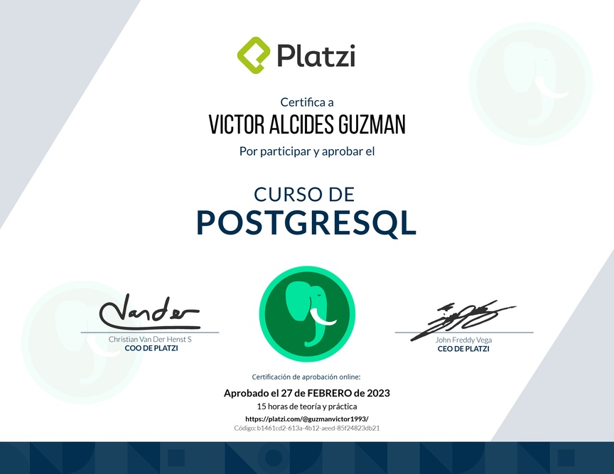 Diploma del Curso de PostgreSQL