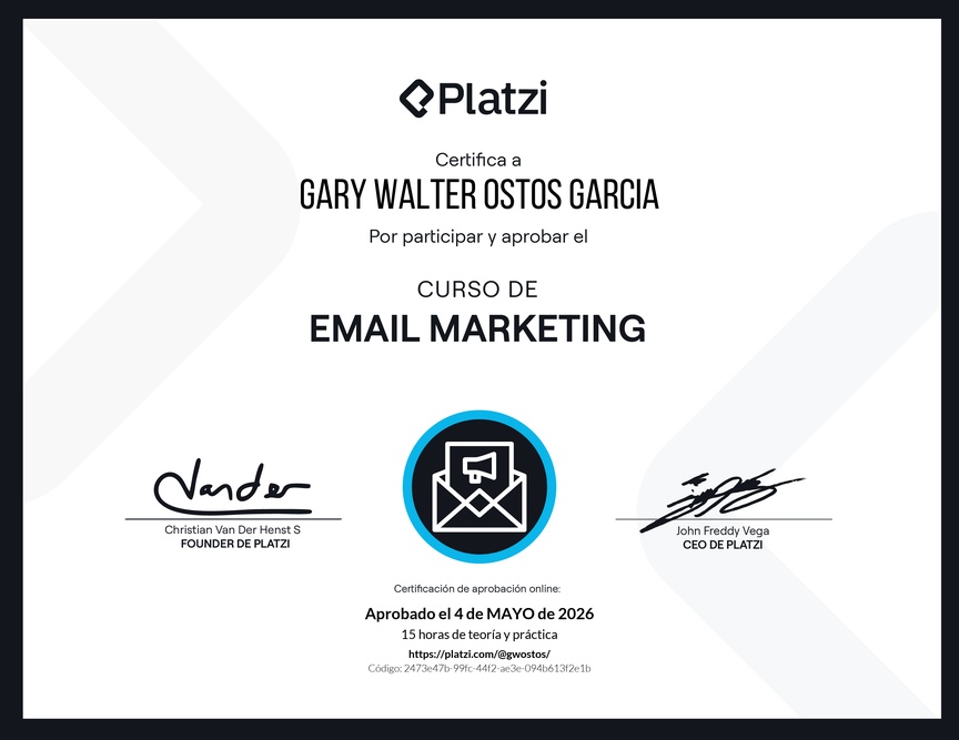 Diploma del Curso de Email Marketing