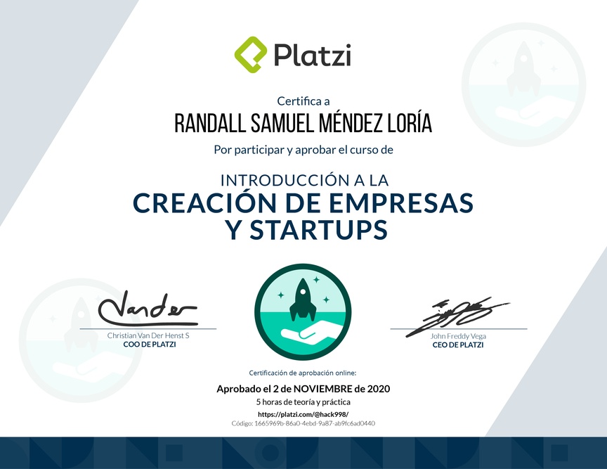 Diploma de Introducción a la Creación de Empresas y Startups