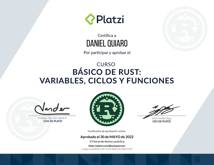 Diploma del Curso de Rust básico