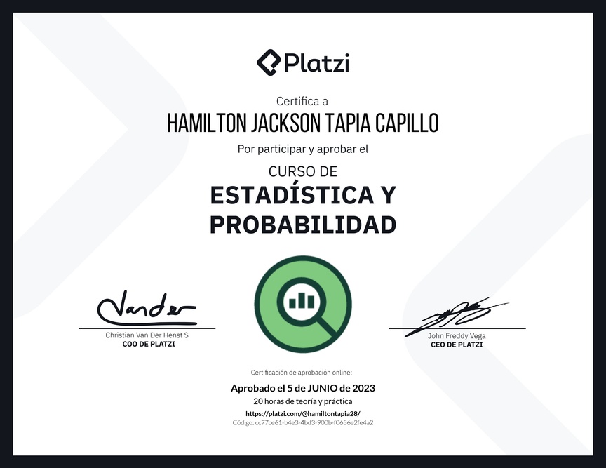 Diploma del Curso de Estadística y Probabilidad