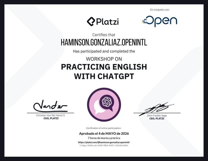 Diploma del Curso de Inglés Práctico con ChatGPT