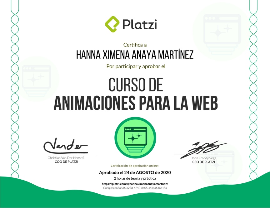 Diploma del Curso de Animaciones para la Web