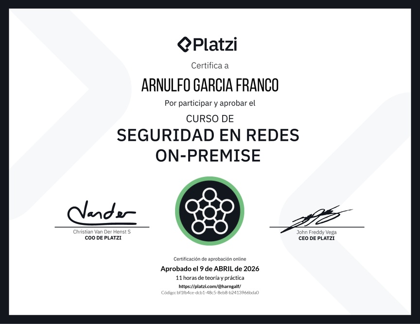 Diploma del Curso de Seguridad de Redes On-Premise