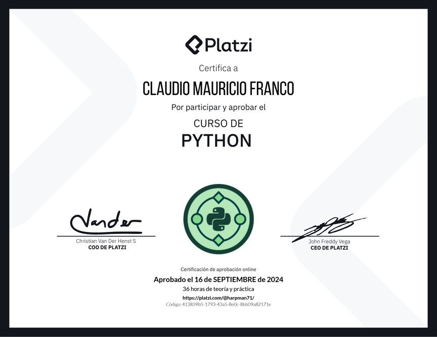 Diploma del Curso de Python