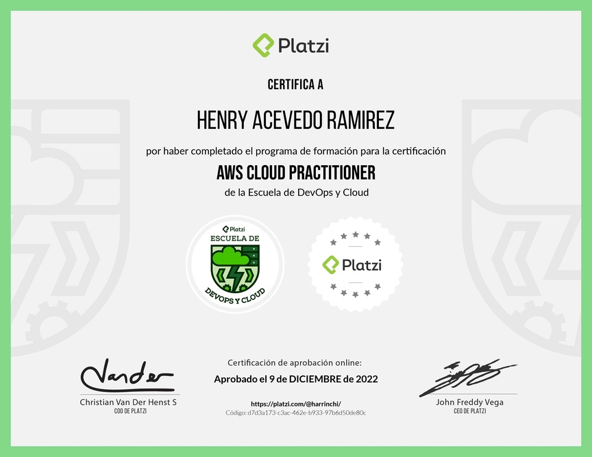 Diploma de la Ruta de Aprendizaje de Certificación de AWS Cloud Practitioner