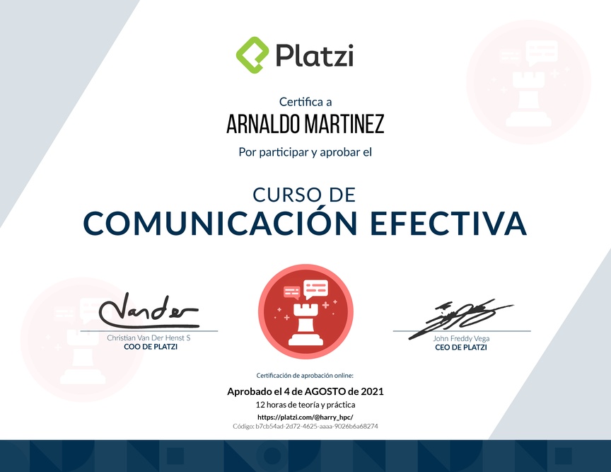 Diploma de Audiocurso de Comunicación Efectiva