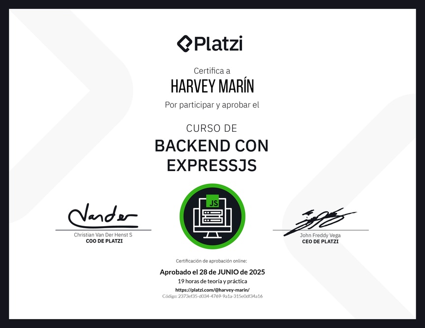 Diploma del Curso de Backend con ExpressJS