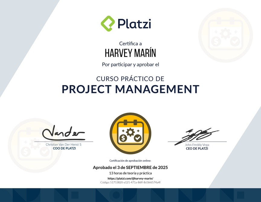 Diploma del Curso Práctico de Project Management