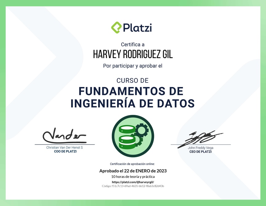 Diploma del Curso de Fundamentos de Ingeniería de Datos