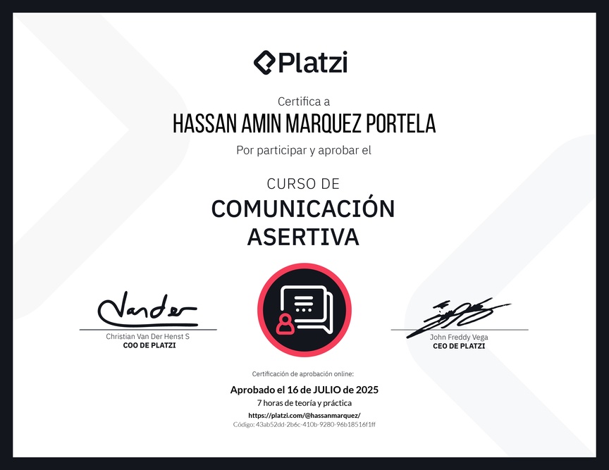 Diploma del Curso de Comunicación Asertiva