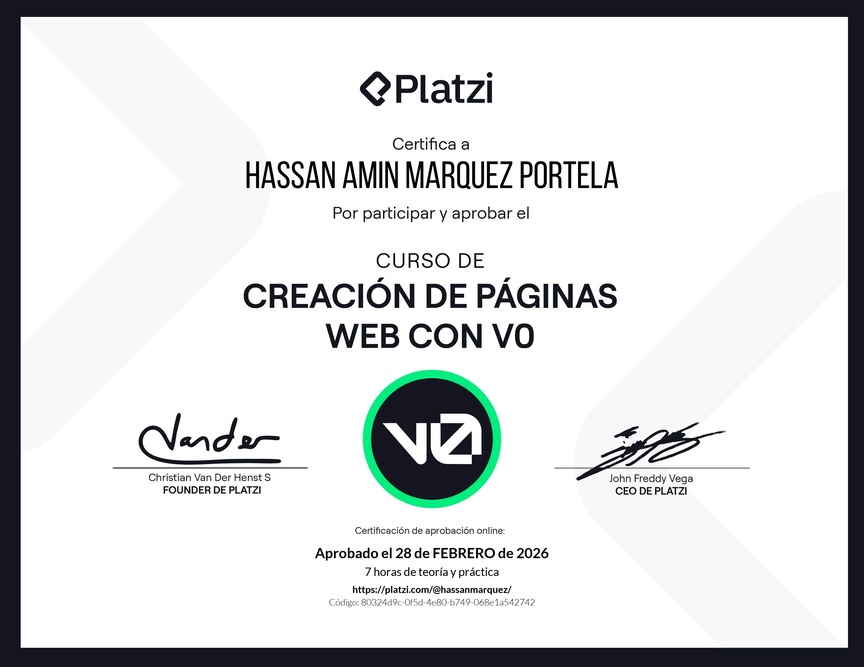 Diploma del Curso de Creación de Páginas Web con v0