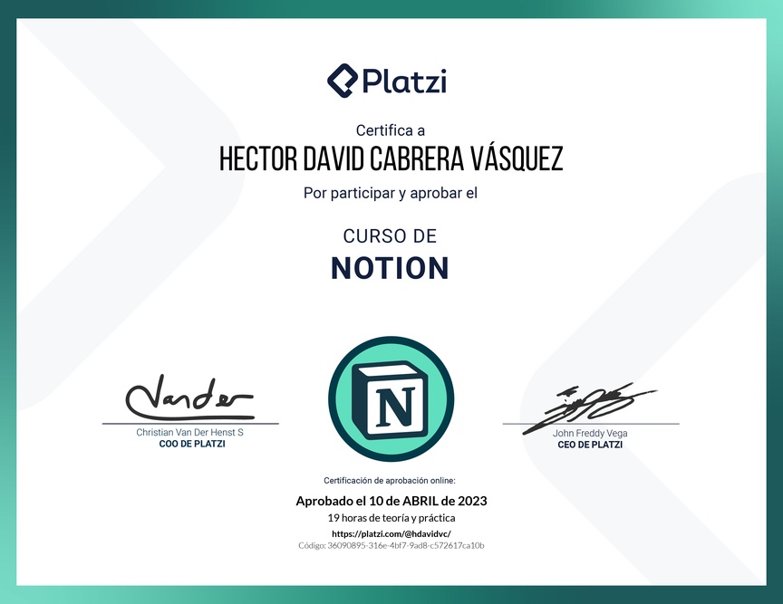 Diploma del Curso de Notion