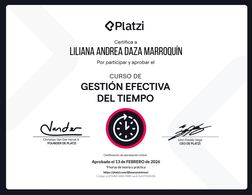 Diploma del Curso de Gestión Efectiva del Tiempo