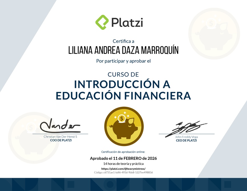 Diploma del Curso de Introducción a Educación Financiera