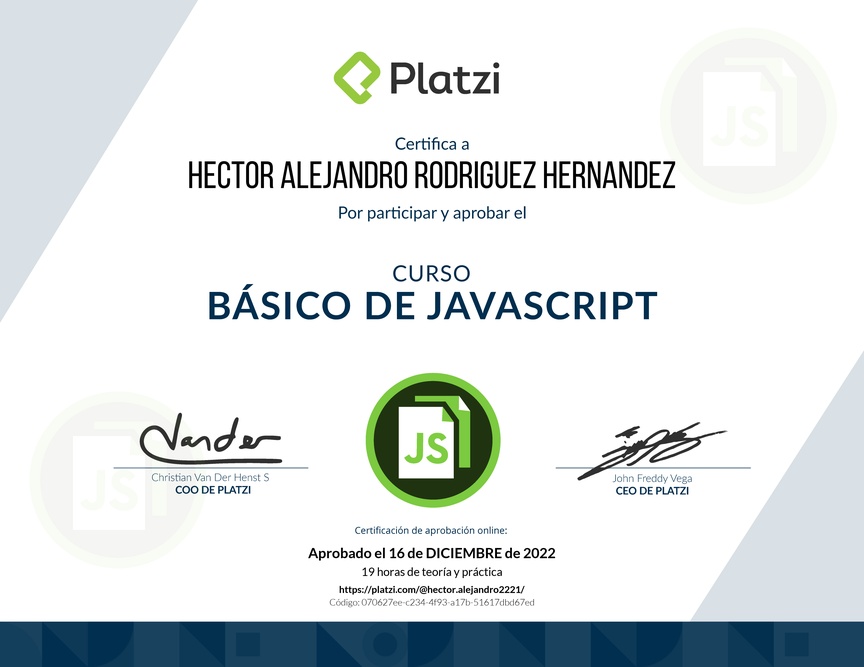 Diploma del Curso Básico de JavaScript