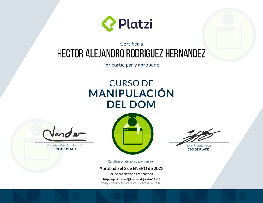 Diploma del Curso de Manipulación del DOM