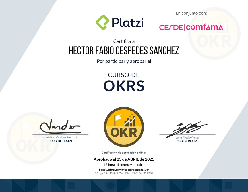 Diploma del Curso de OKRs: Herramienta Clave para Managers