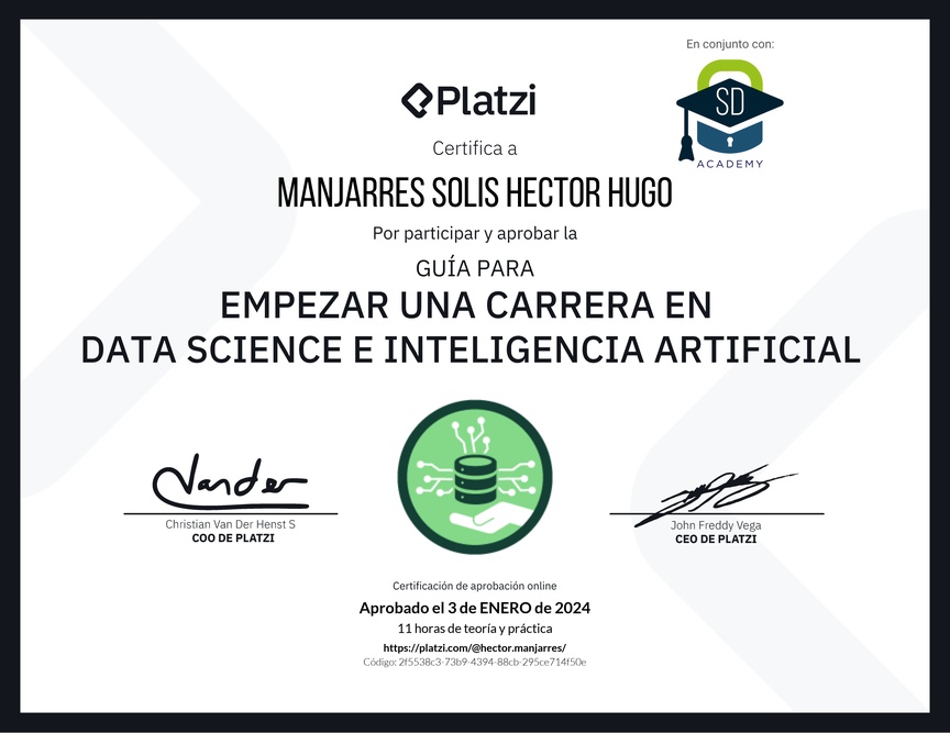 Diploma de Guía para Empezar una Carrera en Data Science e Inteligencia Artificial
