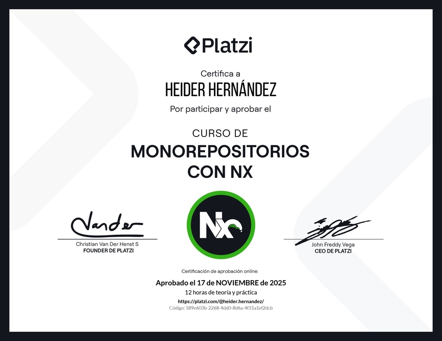 Diploma del Curso de Monorepositorios con NX