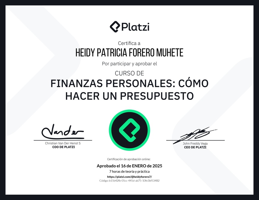 Diploma del Curso de Finanzas Personales: Cómo hacer un Presupuesto