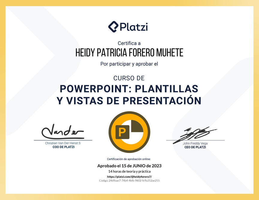 Diploma del Curso de PowerPoint: Plantillas y Vistas de Presentación