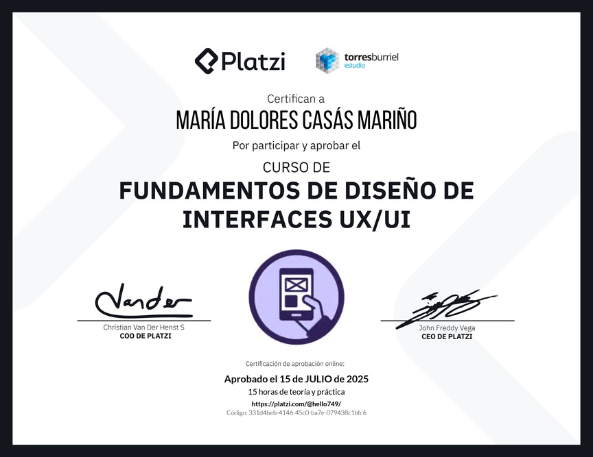 Diploma del Curso de Fundamentos de Diseño de Interfaces UX/UI