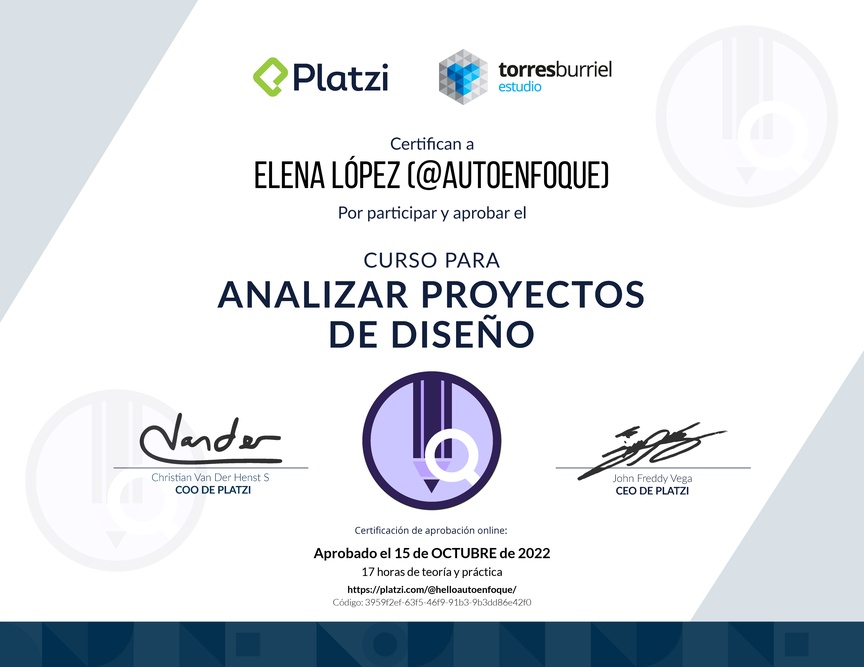 Diploma del Curso de Evaluación en Diseño
