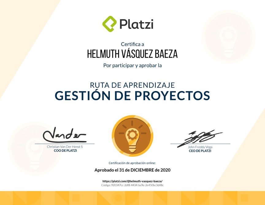 Diploma de la Ruta de Aprendizaje de Planificación y seguimiento de proyectos