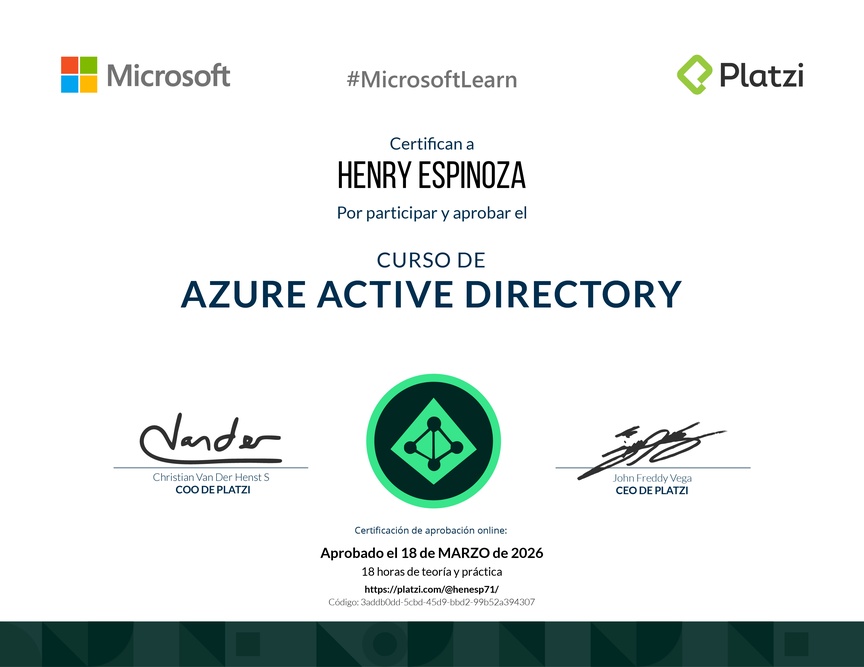 Diploma del Curso de Azure Active Directory