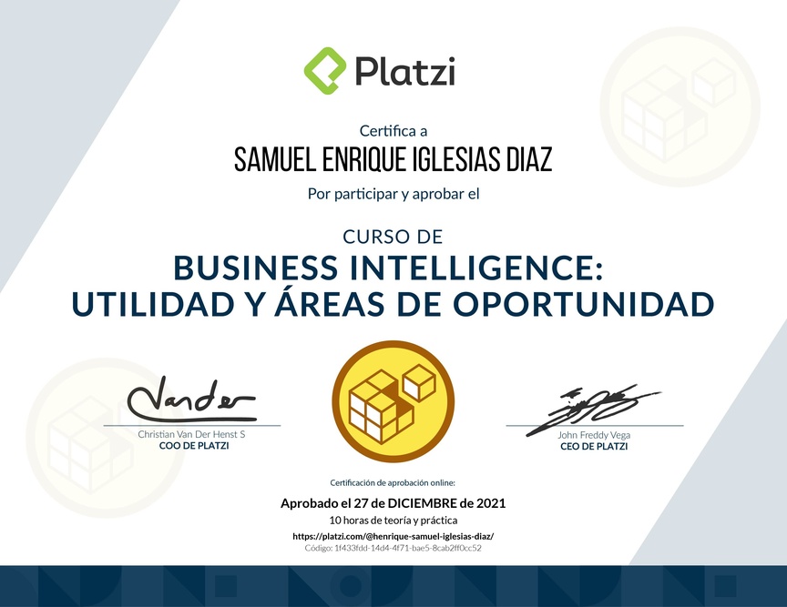 Diploma del Curso de Business Intelligence: Utilidad y Áreas de Oportunidad