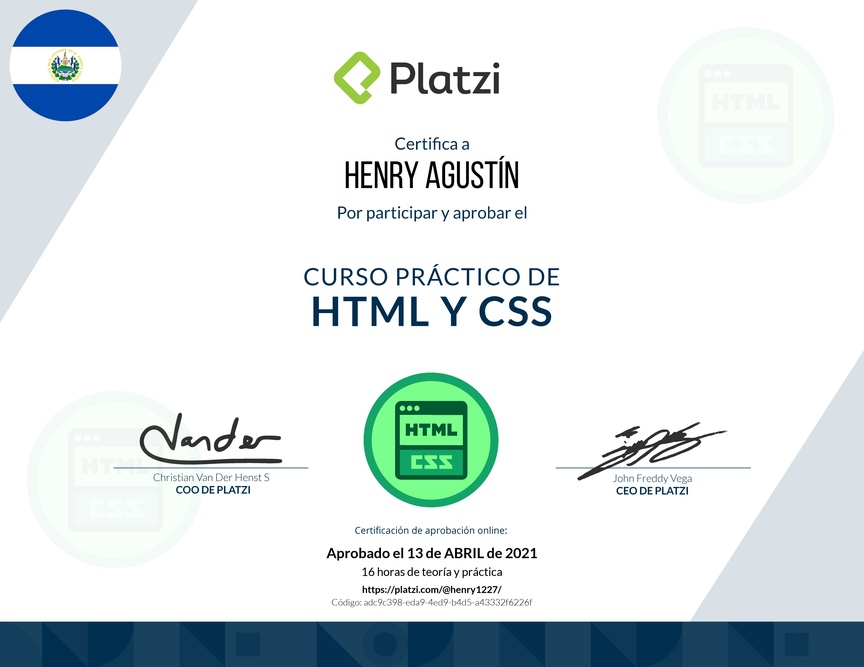 Diploma del Curso Práctico de HTML y CSS