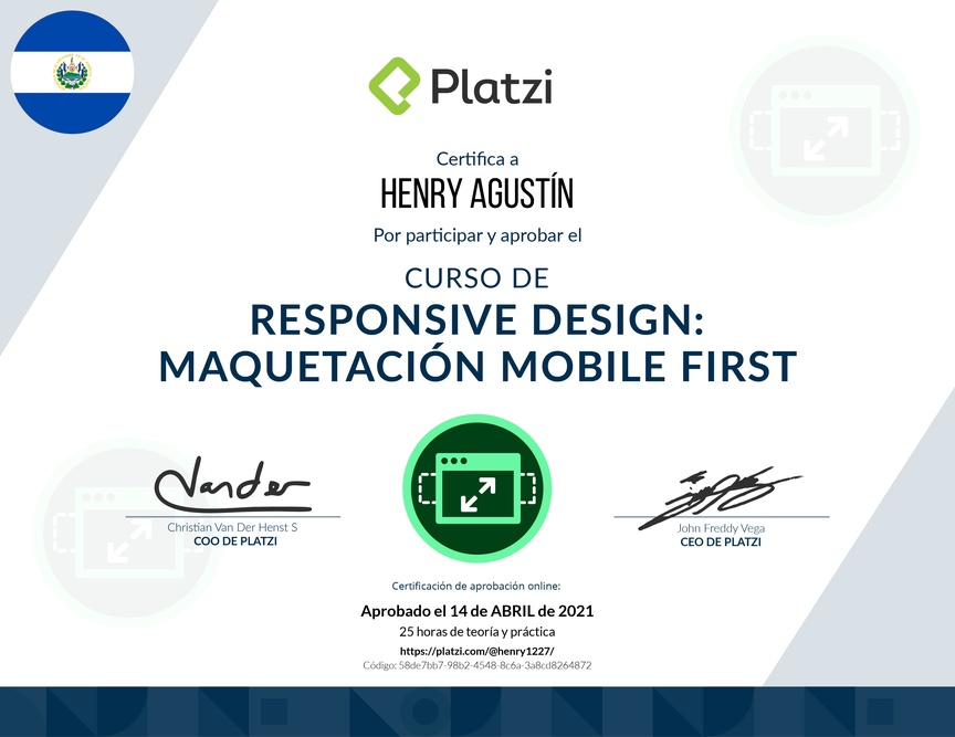 Diploma del Curso de Responsive Design: Maquetación Mobile First