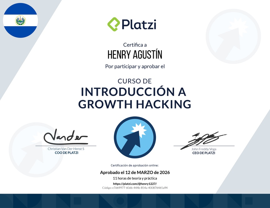 Diploma del Curso de Introducción a Growth Hacking
