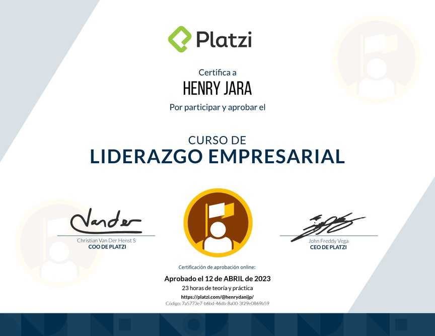 Diploma del Curso de Liderazgo Empresarial