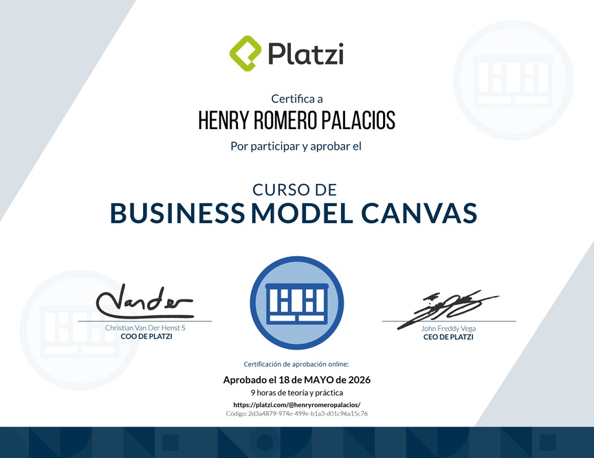 Diploma del Curso de Business Model Canvas