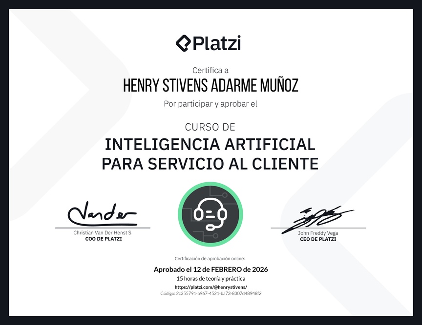 Diploma del Curso de Inteligencia Artificial para Servicio al Cliente