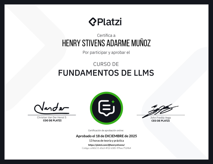 Diploma del Curso de Fundamentos de LLMs