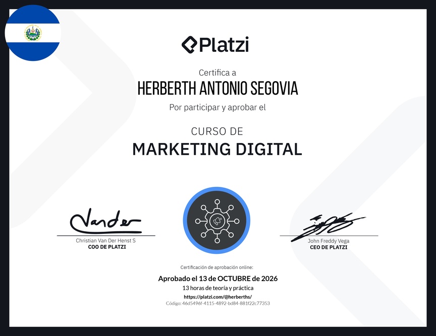 Diploma del Curso de Marketing Digital