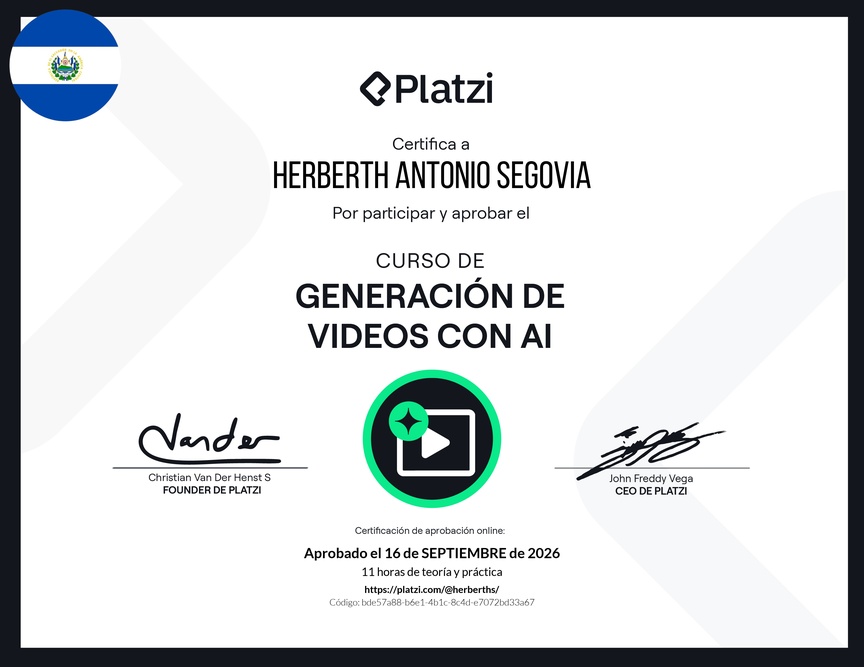 Diploma del Curso de Generación de Videos con IA