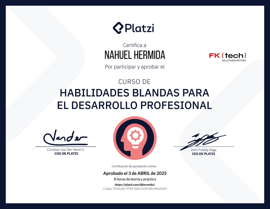 Diploma del Curso de Habilidades Blandas para el Desarrollo Profesional
