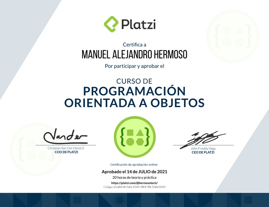 Diploma del Curso de Programación Orientada a Objetos: POO