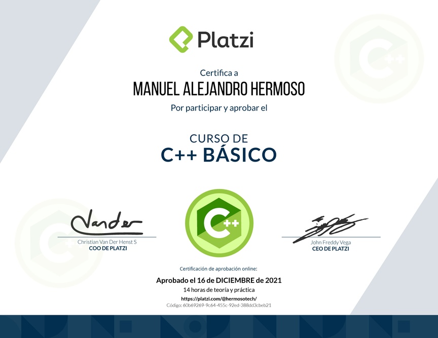 Diploma del Curso de C++ Básico